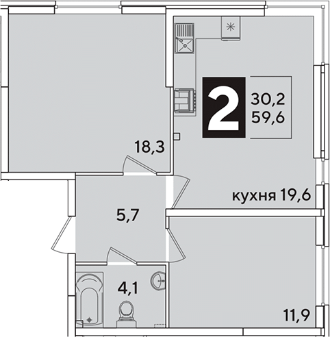 3-комн. квартира, 59.6 м² в ЖК Самолет — фото 2