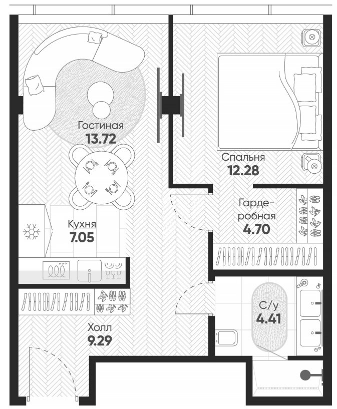 2-комн., 51.5 м², 11/12 этаж, ЖК «Арбат 2»