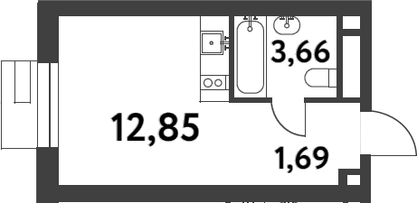 Студия, 21.2 м², 16/16 этаж, ЖК «Смарт Гарден»