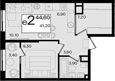 2-комн. квартира, 41.2 м² в ЖК Патрики — фото 2