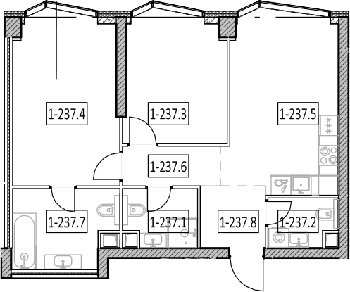 3-комн., 66.7 м², 20/57 этаж, ЖК «Айс Тауэрс»