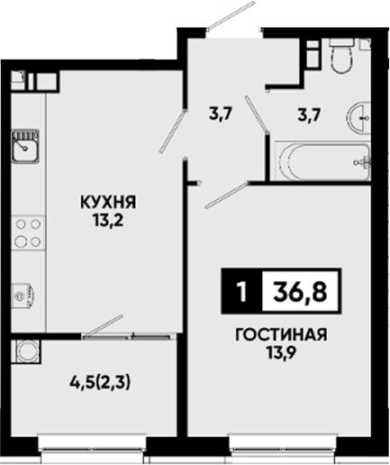 1-комн. Квартал на курорте Моя Легенда