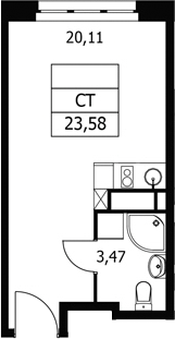 Студия, 23.58 м², 16/21 этаж, ЖК «Волковская 67»