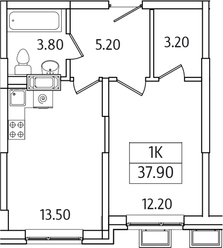 1-комн., 37.9 м², 21/21 этаж, ЖК «Видный Берег 2.0»