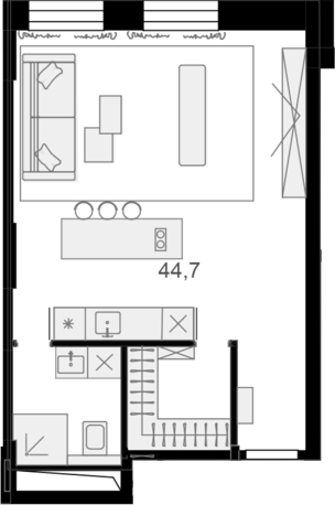 Студия, 44.8 м², 10/13 этаж, ЖК «Резиденции архитекторов»