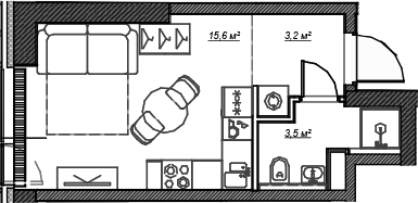 Студия, 22.3 м², 24/59 этаж, ЖК «Веер»