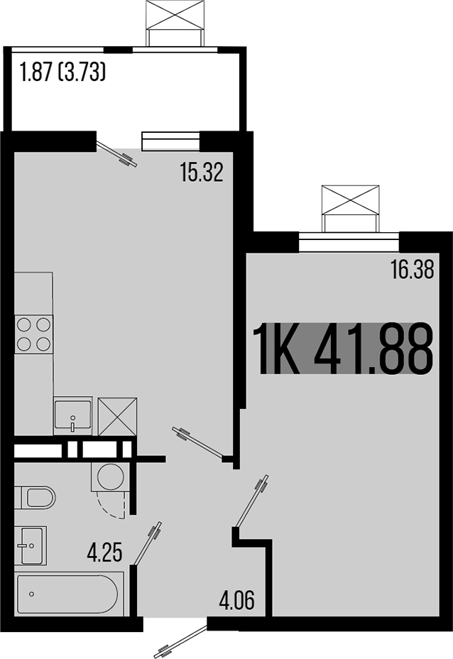 1-комн. квартира, 40.01 м² в ЖК Цветной бульвар — фото 2