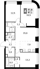 4-комн. Амбер Сити