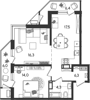 3-комн. квартира, 58.4 м² в ЖК Рекорд — фото 2