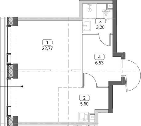 Студия, 38.1 м², 46/56 этаж, ЖК «СИТИДЗЕН»