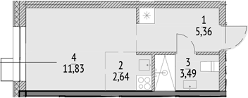 Студия, 23.32 м², 15/21 этаж, ЖК «N'ICE LOFT»