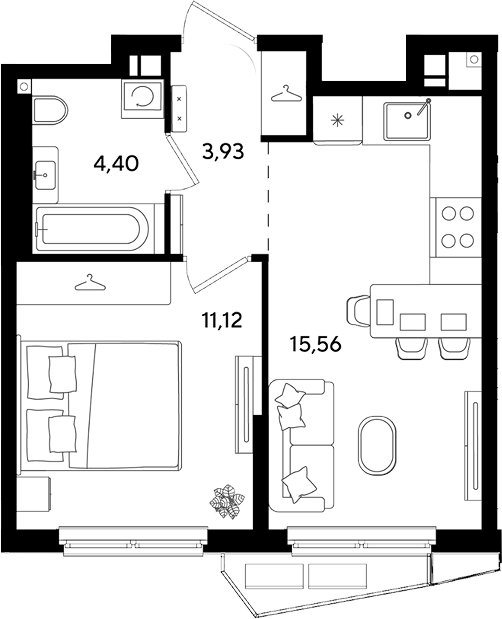 Продается 2-комн. квартира, 35.01 м²