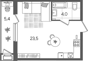 Студия квартира, 27.5 м² в ЖК Рекорд — фото 2