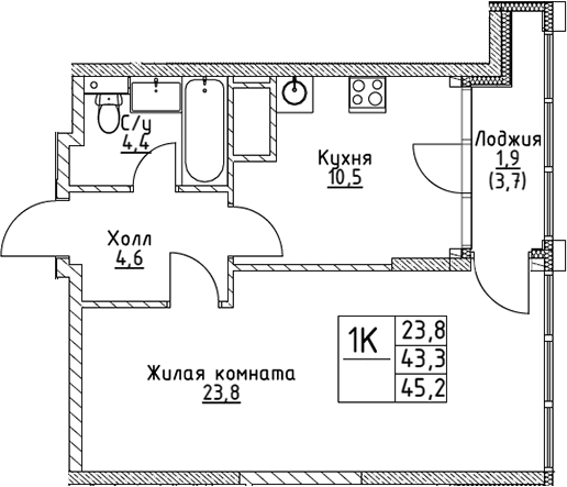 1-комн. ВЭРИ на Миклухо-Маклая