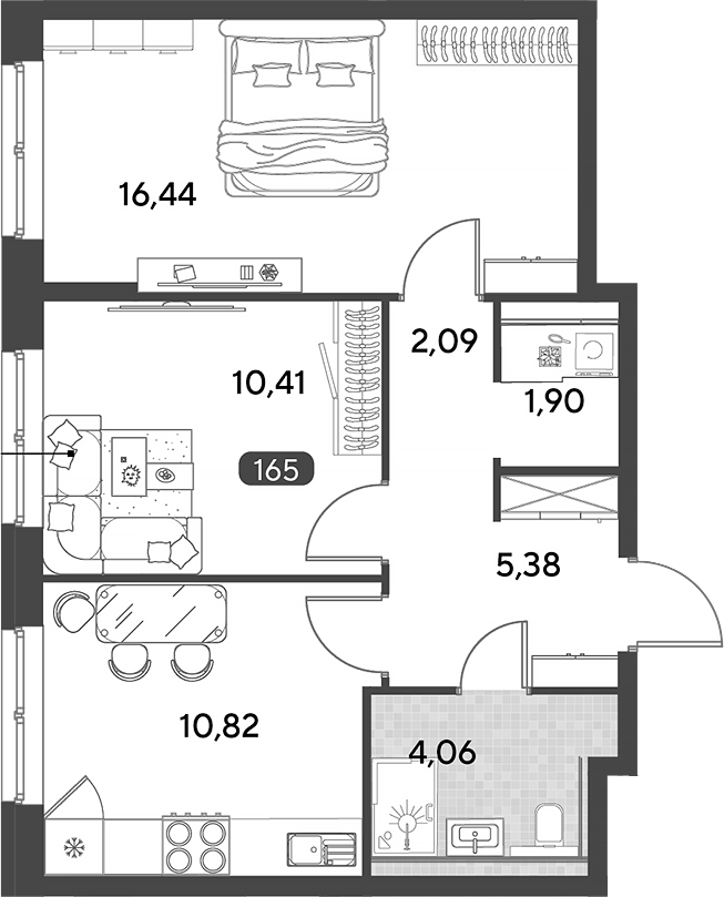2-комн., 51.1 м², 22/25 этаж, ЖК «Космопарк»