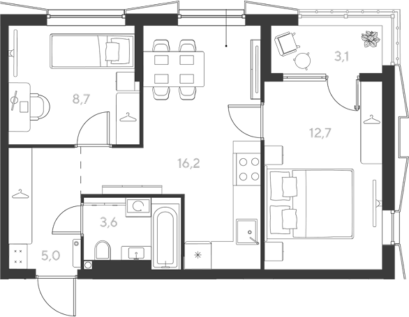 Продается 2-комн. квартира, 47.75 м²