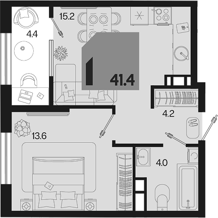 Продается 1-комн. квартира, 37 м² — фото 2
