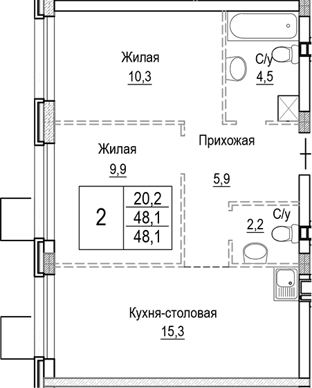 3-комн. Лесная Отрада