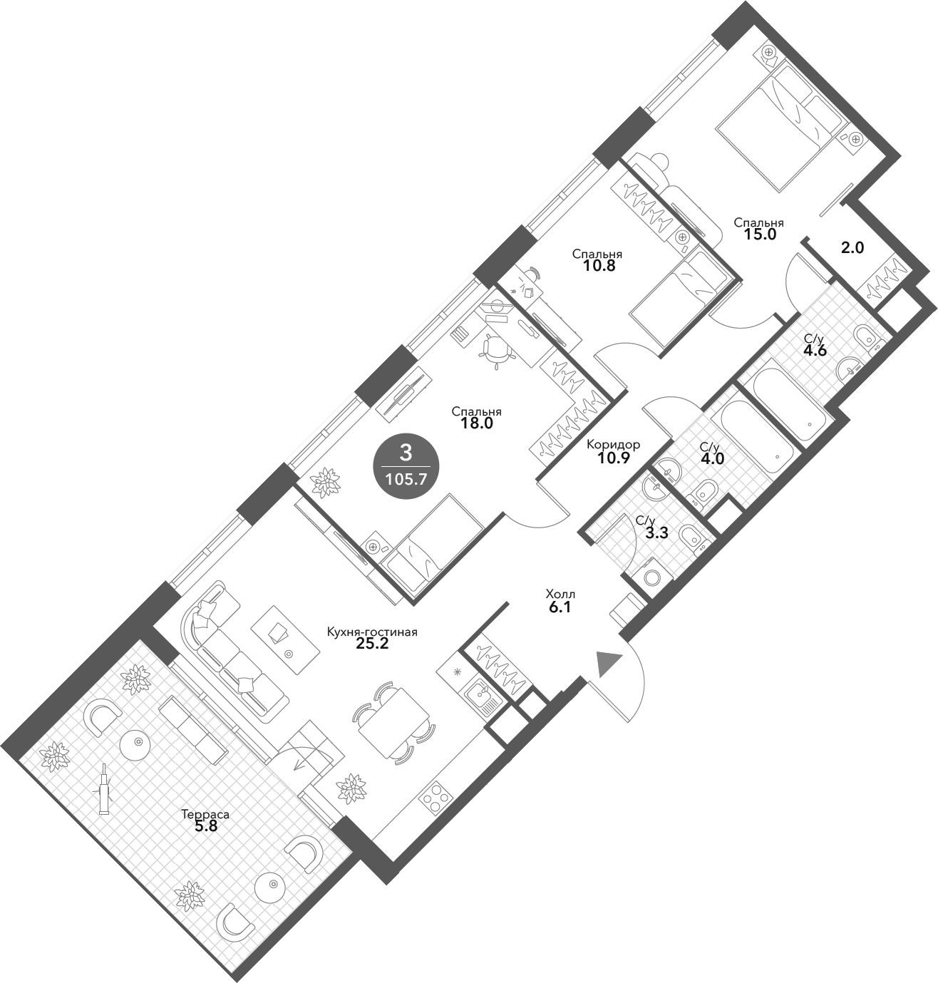 4+ комнаты, 99.9 м², 13/14 этаж, ЖК «Воксхолл»