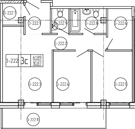 Студия, 61.89 м², 2/9 этаж, ЖК «Лучи»