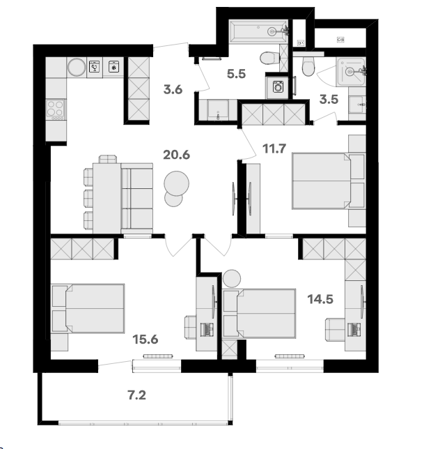 Студия, 77.64 м², 19/20 этаж, ЖК «RIVER HOUSE Щелково»