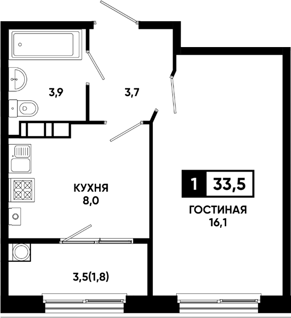1-комн. Резиденция Софи