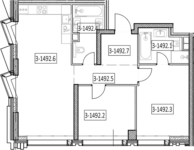 3-комн., 73.7 м², 48/55 этаж, ЖК «Айс Тауэрс»