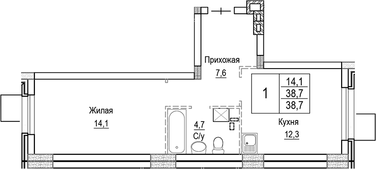 1-комн. Лесная Отрада