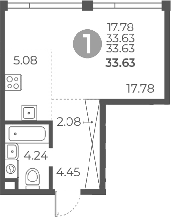 Студия, 33.63 м², 7/27 этаж, ЖК «Мневники от Гранель»