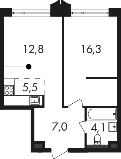 2-комн., 45.7 м², 4/25 этаж, ЖК «Петровский Парк II»
