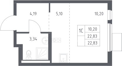 Студия, 22.83 м², 17/17 этаж, ЖК «Горки Парк»