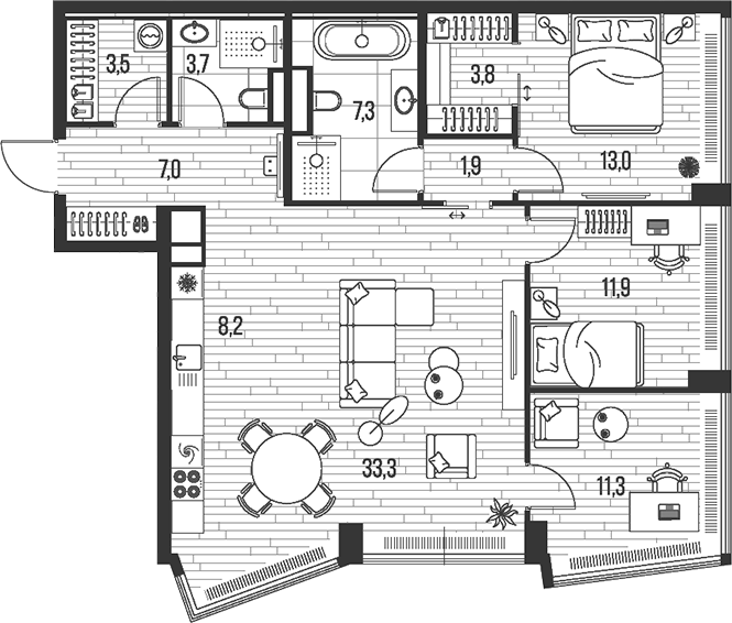 4+ комнаты, 105 м², 23/39 этаж, ЖК «HIGH LIFE»
