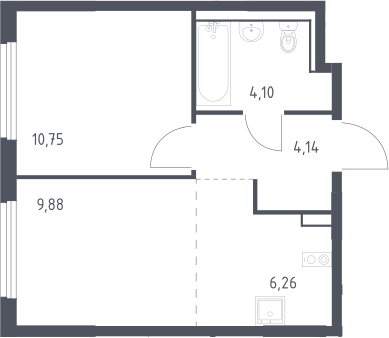 2-комн., 35.13 м², 14/17 этаж, ЖК «Пригород Лесное»