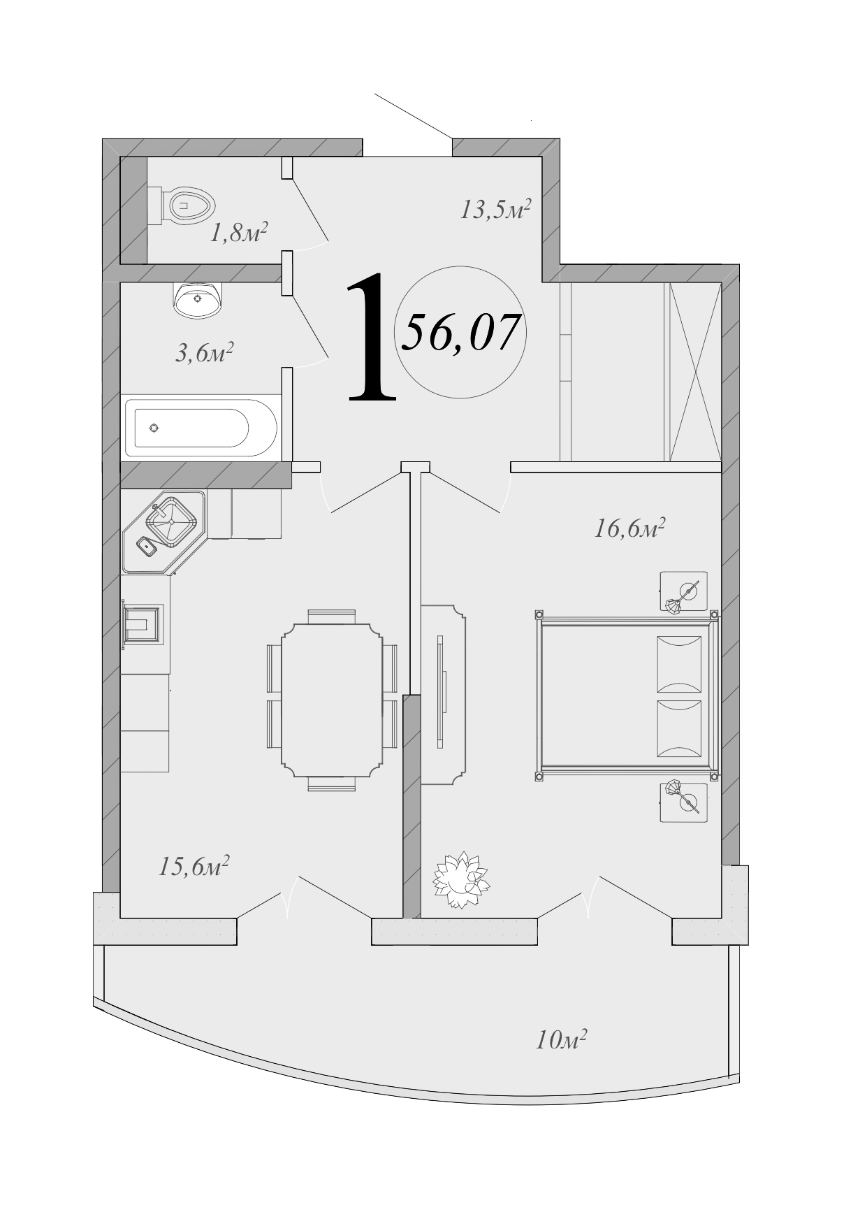 2-комн. квартира, 51.07 м² в ЖК Радонеж — фото 3