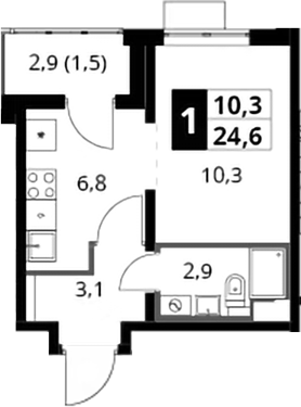 Студия, 23.1 м², 2/22 этаж, ЖК «Южная Битца»
