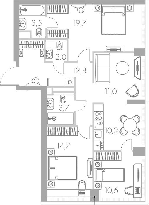 4+ комнаты, 88.2 м², 2/45 этаж, ЖК «Ривер Парк Кутузовский»