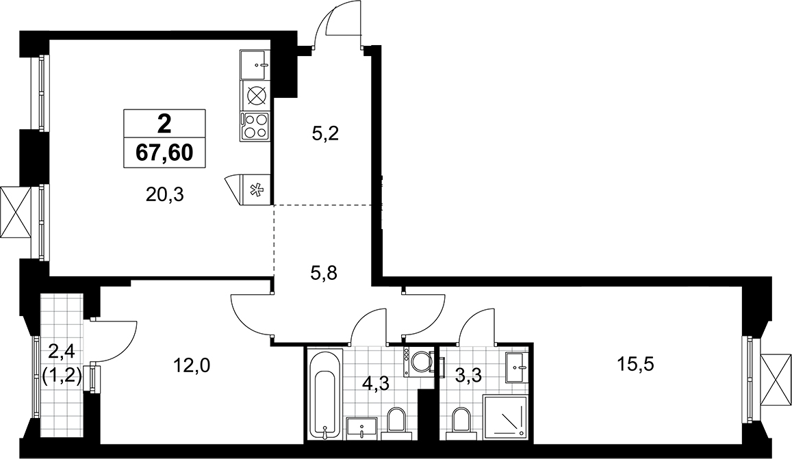 3-комн., 66.4 м², 17/17 этаж, ЖК «Деснаречье»