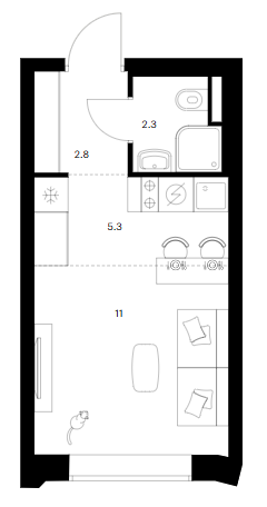 Студия, 21.4 м², 12/31 этаж, ЖК «Мичуринский парк»
