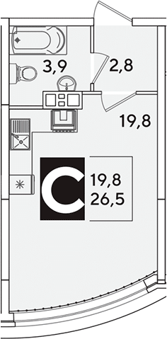 Продается 1-комн. квартира, 26.5 м² — фото 2