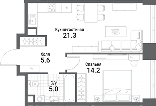 2-комн. Нагатино Ай-Лэнд