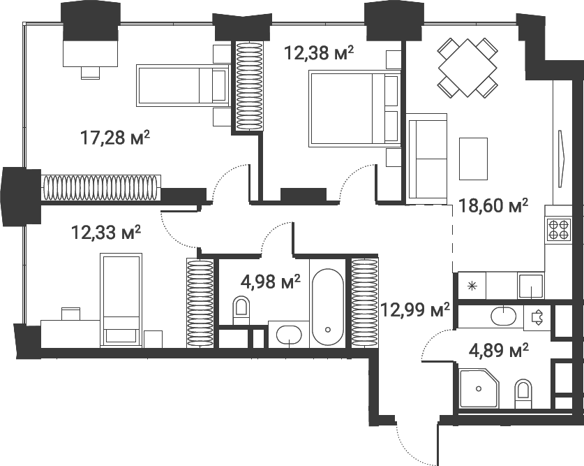 4+ комнаты, 82.4 м², 6/28 этаж, ЖК «Первый Нагатинский»