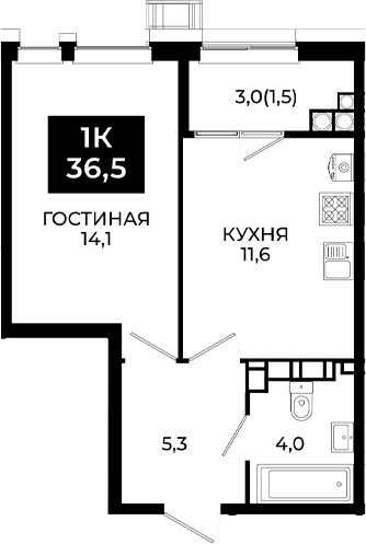 1-комн. Первый. ГК ЮгСтройИнвест