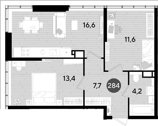 2-комн. квартира, 53.5 м² в ЖК DОГМА ПАРК — фото 2