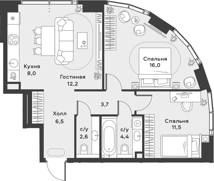 3-комн. АЛИА