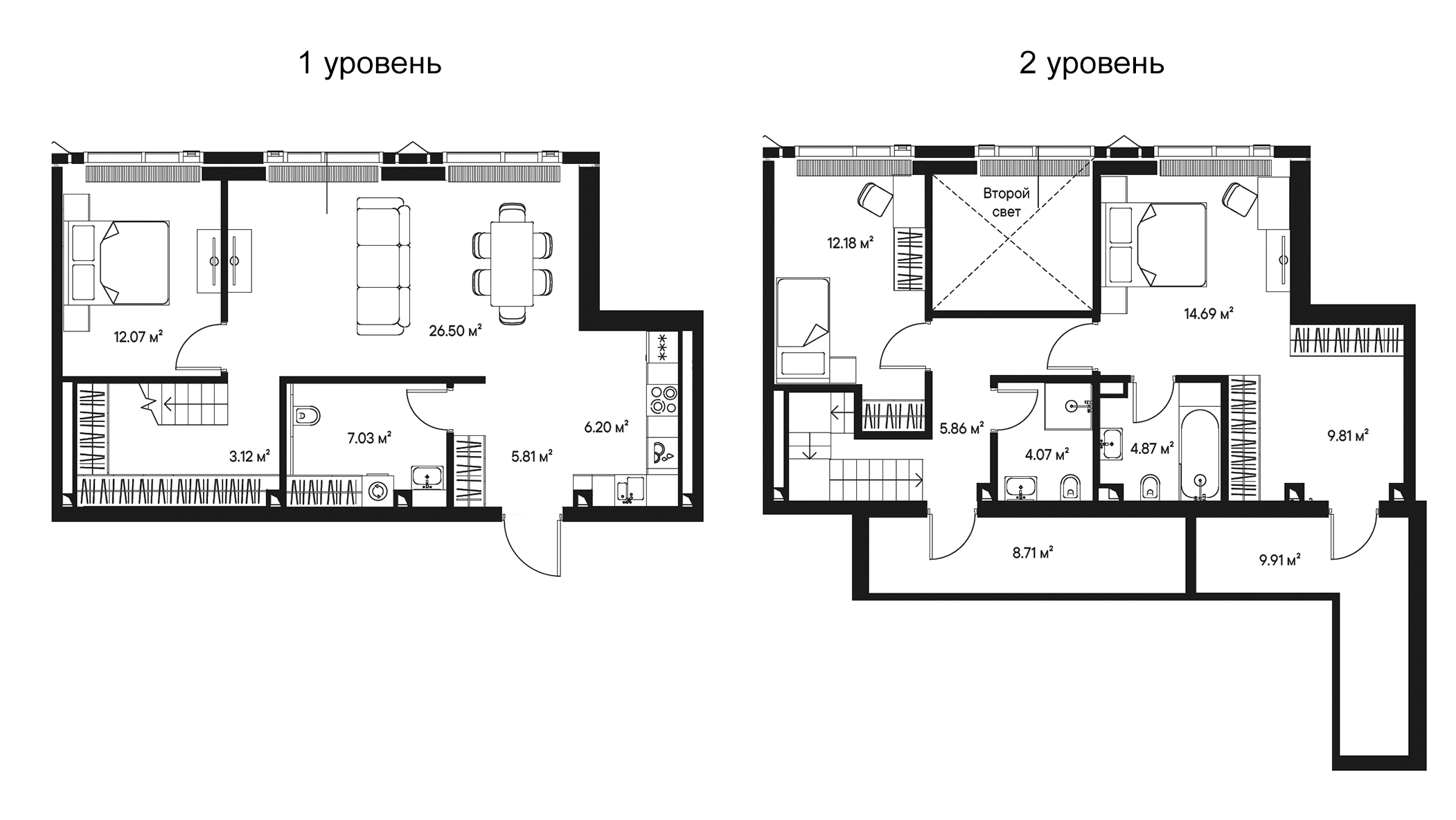 4+ комнаты, 130.83 м², 55/57 этаж, ЖК «Джойс»