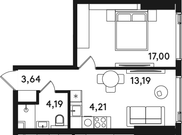 2-комн., 42.23 м², 30/41 этаж, ЖК «СОЛОС»