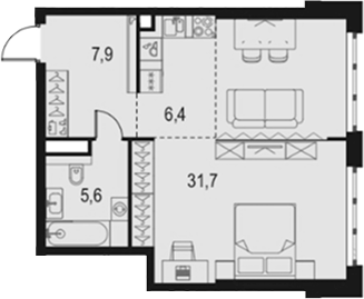 Студия, 51.6 м², 47/67 этаж, ЖК «Левел Южнопортовая»