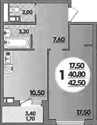 1-комн. квартира, 40.8 м² в ЖК Парк у дома — фото 2