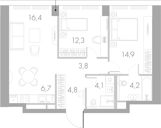 3-комн., 67.2 м², 10/40 этаж, ЖК «Ривер Парк Кутузовский»