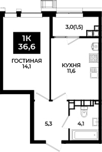 1-комн. Первый. ГК ЮгСтройИнвест